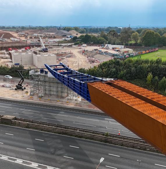 Viaduct being guided over the M6