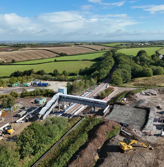 Aerial view of Okehampton Station