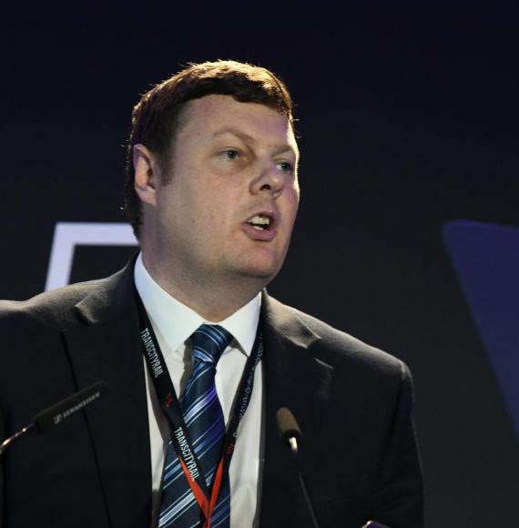 Mark Ilderton speaking at TransCityRail Scotland 2025