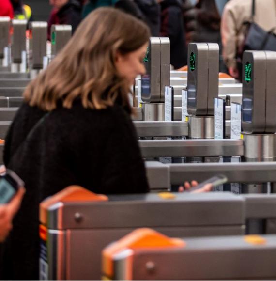 Customer at ticket gateline