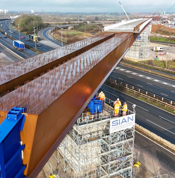 M6 South Viaduct in place over motorway