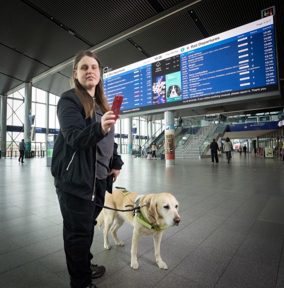 Blind Person at Belfast Grand Central Station 