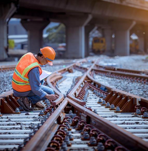 Railworker on the tracks