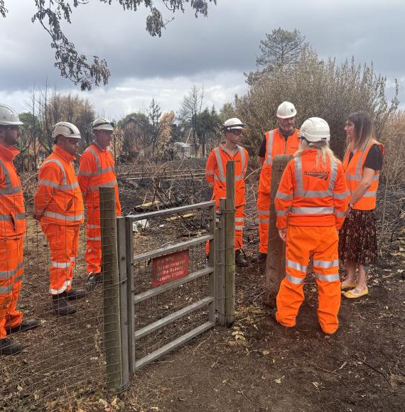 Cat Eccles MO talks with Network Rail engineers