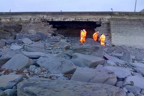 Weather-beaten rail line reopened on Cambrian Coast 