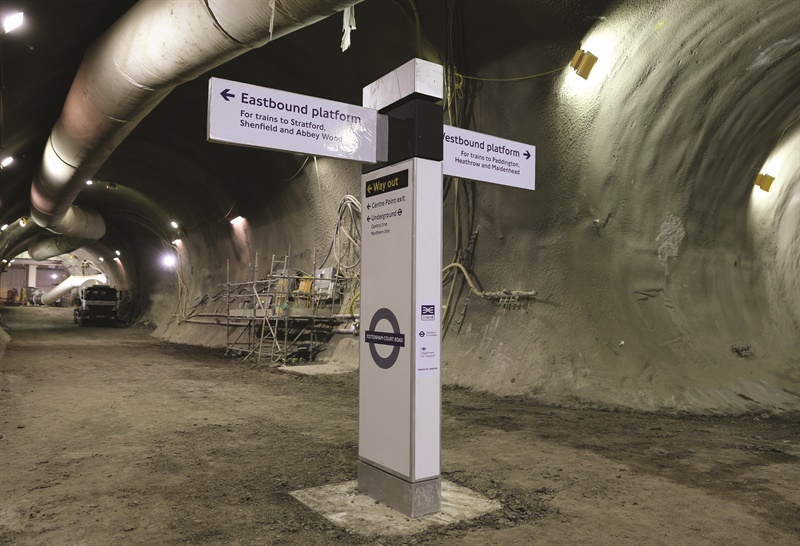 Caption - Crossrail's literal 'halway' marker