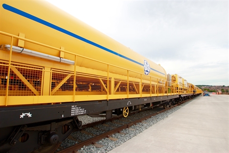 Concreting train arrives ready for Crossrail track work