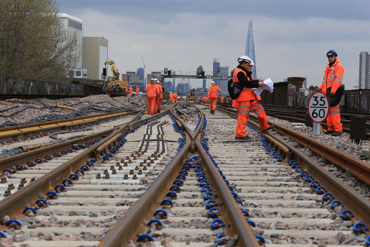 Easter 2015 New crossovers for new track, laid to allow viaduct demolition to start this year