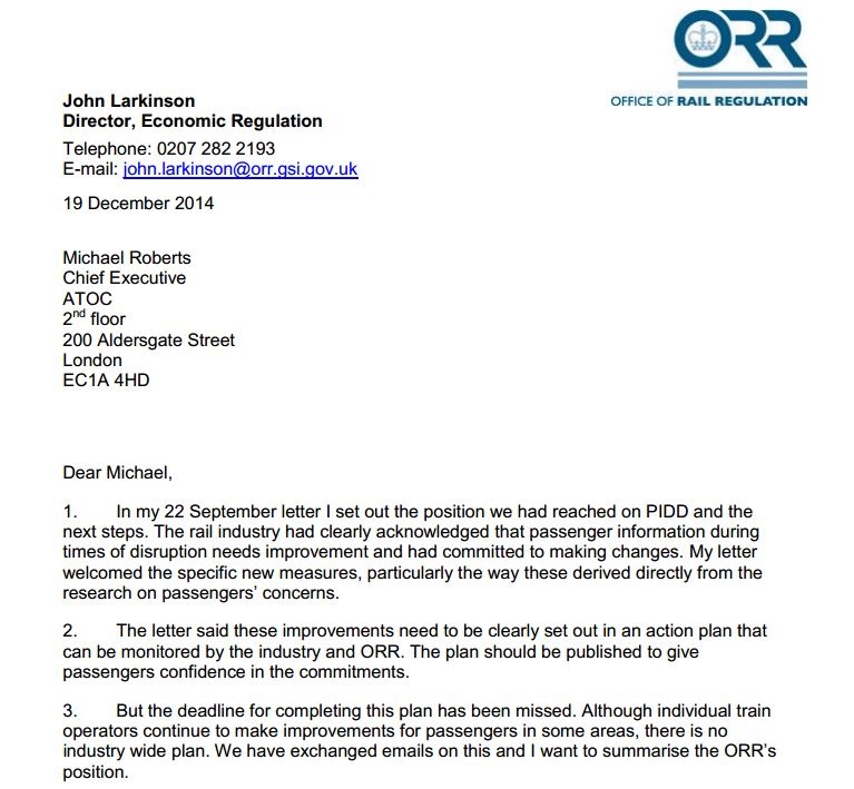 ORR letter extract ORR letter extract