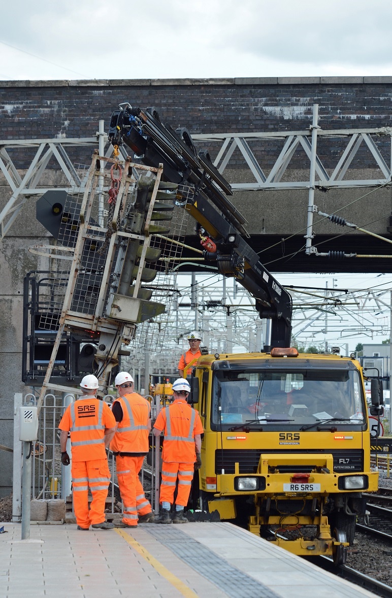 Old signal removed at Stafford station