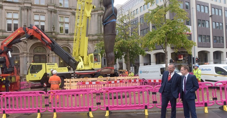 Iconic Birmingham statue makes way for start of tram expansion project